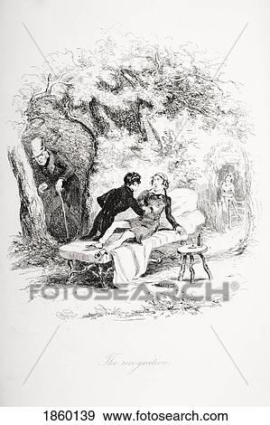 Stock Photo - The Recognition. Illustration From The Charles Dickens Novel Nicholas Nickleby By H. K. Browne Known As Phiz. Fotosearch