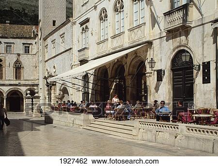 Stock Image - The Rector's Palace And Outdoor CafÃƒÆ’Ã‚Â©. Fotosearch