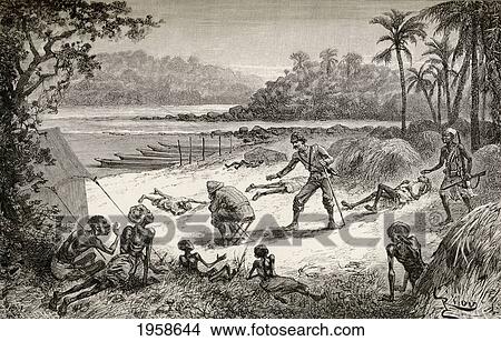Picture - The Rescue Of Robert H. Nelson And Survivors At Starvation Camp, Ipoto, Africa During Henry Morton Stanley's Emin Pasha Relief Expedition In Africa, 1886 To 1889. From In Darkest Africa By Henry M. Stanley Published 1890.. Fotosearch