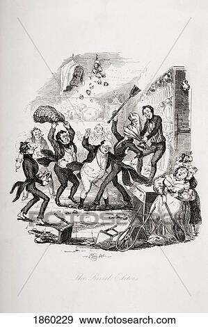 Stock Photo - The Rival Editors. Illustration From The Charles Dickens Novel The Pickwick Papers By H. K. Browne Known As Phiz. Fotosearch