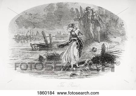 Picture - The River. Illustration From The Charles Dickens Novel David Copperfield By H. K. Browne Known As Phiz. Fotosearch