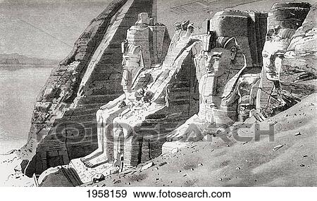 Stock Photo - The Rock Temple At Abu Simbel, Nubia, Southern Egypt In The 19Th Century. From Africa By Keith Johnston, Published 1884.. Fotosearch
