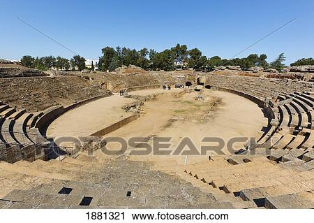 The Roman Amphitheatre Built In The First Century B. C.; Merida, Badajoz Province, Spain View Large Photo Image Stock Image - The Roman Amphitheatre Built In The First Century B. C.; Merida, Badajoz Province, Spain. Fotosearch