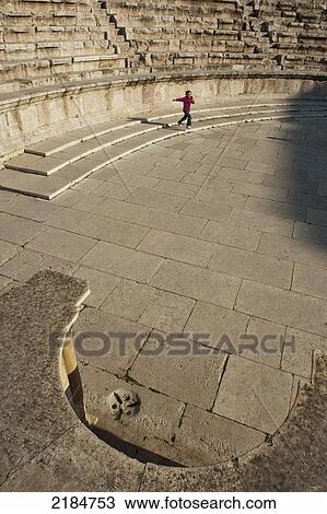 Stock Image - The Roman Amphitheatre Of Amman, Jordan, Middle East. Fotosearch