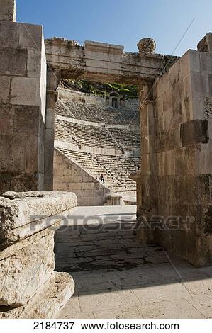 Stock Photo - The Roman Amphitheatre Of Amman, Jordan, Middle East. Fotosearch