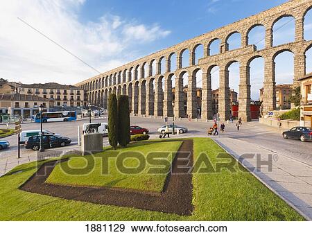 Stock Photo - The Roman Aqueduct (Unesco World Heritage Site); Segovia, Segovia Province, Spain. Fotosearch