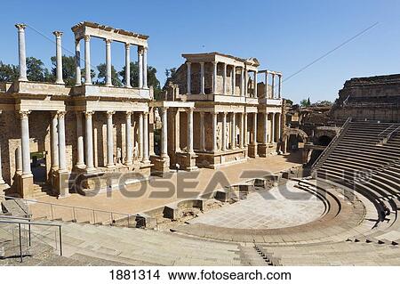 The Roman Theatre Built In The First Century B. C.; Merida, Badajoz Province, Spain View Large Photo Image Picture - The Roman Theatre Built In The First Century B. C.; Merida, Badajoz Province, Spain. Fotosearch