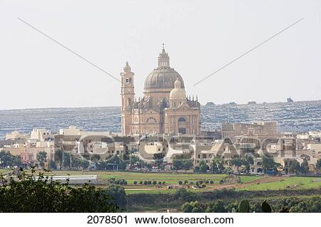 Stock Image - The Rotunda Church, Dedicated To St. John The Baptist, Xewkija, Gozo Island, Malta. Fotosearch