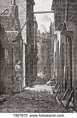 Stock Image - The Rows, Great Yarmouth, Norfolk, England In The Late 19Th Century. From Our Own Country Published 1898. Fotosearch