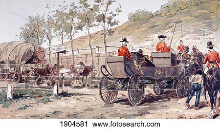 Stock Image - The Royal Carriage Of Leopold I Of Belgium Circa 1830. After A Watercolour By A. Heins. From Cortege Historique Des Moyens De Transport. Published Brussels, 1886.. Fotosearch
