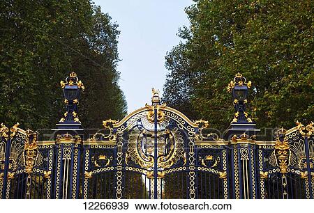 Stock Photo - The Royal Gates to Green Park, near Buckingham Palace; London, England. Fotosearch