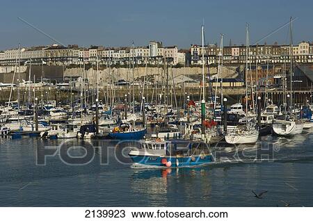 Stock Image - The Royal Harbour and marina; Ramsgate, Thanet, Kent, England. Fotosearch