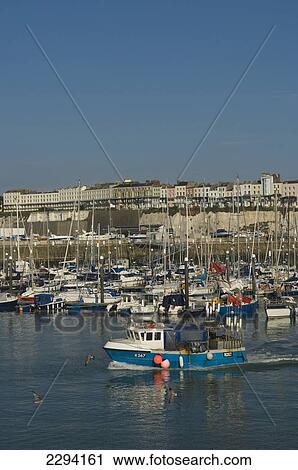 Stock Image - The Royal Harbour and marina; Ramsgate, Thanet, Kent, England. Fotosearch