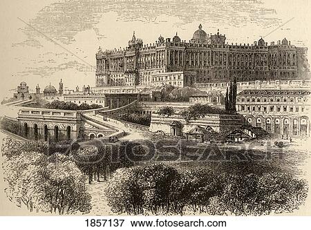 The Royal Palace, Madrid, Spain. From The Book Spanish Pictures By The Rev Samuel Manning, Published 1870. View Large Photo Image Stock Photo - The Royal Palace, Madrid, Spain. From The Book Spanish Pictures By The Rev Samuel Manning, Published 1870.. Fotosearch