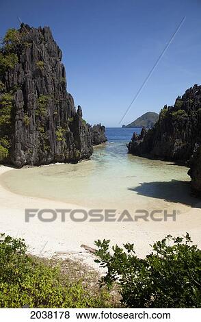 Stock Photo - The Scenery Of Matinloc Island Near El Nido And Corong Corong; Bacuit Archipelago Palawan Philippines. Fotosearch