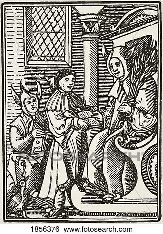 Stock Photograph - The Schoolmaster After A 16Th Century Drawing By Soquand From Science And Literature In The Middle Ages By Paul Lacroix Published London 1878. Fotosearch