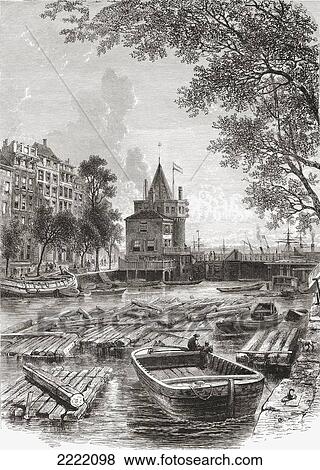 Stock Photo - The Schreierstoren Or The Tower Of Tears, Amsterdam, The Netherlands In The 19Th Century. From Pictures From Holland By Richard Lovett, Published 1887.. Fotosearch