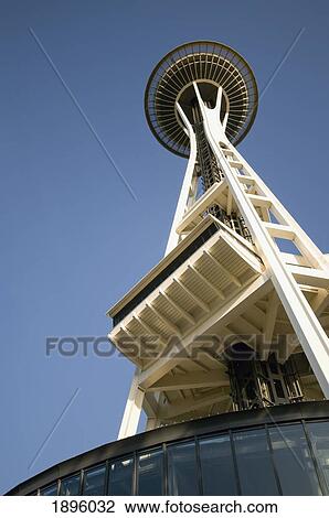 The Seattle Space Needle Against A Blue Sky; Seattle, Washington, United States Of America View Large Photo Image Stock Image - The Seattle Space Needle Against A Blue Sky; Seattle, Washington, United States Of America. Fotosearch