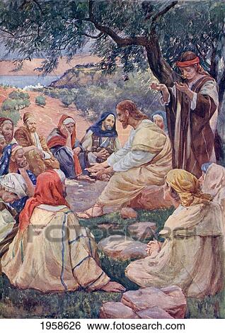 Stock Photograph - The Sermon On The Mount. From A Book Of Modern Palestine By Richard Penlake Published C. 1910.. Fotosearch