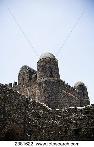Stock Image - The seventeenth century palace of King Fasilides; Gondar, Ethiopia. Fotosearch