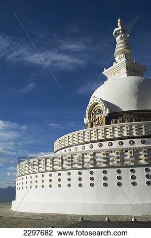 The Shanti (Peace) Stupa in Changspa looking over Leh. Leh was the capital of the Himalayan kingdom of Ladakh, now the Leh District in the state of Jammu and Kashmir, India. Leh is at an altitude of 3, 500 meters (11, 483 ft). View Large Photo Image Stock Image - The Shanti (Peace) Stupa in Changspa looking over Leh. Leh was the capital of the Himalayan kingdom of Ladakh, now the Leh District in the state of Jammu and Kashmir, India. Leh is at an altitude of 3, 500 meters (11, 483 ft).. Fotosearch