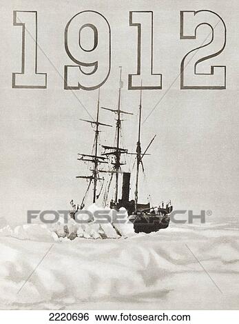 Stock Photograph - The Ship Terra Nova Used By Robert Falcon Scott During The Terra Nova Expedition To The South Pole In 1912. From The Story Of 25 Eventful Years In Pictures, Published 1935.. Fotosearch