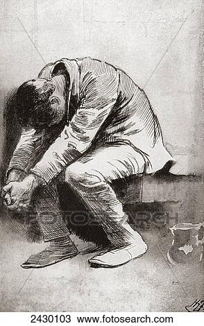 Stock Image - The Solitary Prisoner. Illustration by Harry Furniss for the Charles Dickens travelogue American Notes for General Circulation, from The Testimonial Edition, published 1910.. Fotosearch
