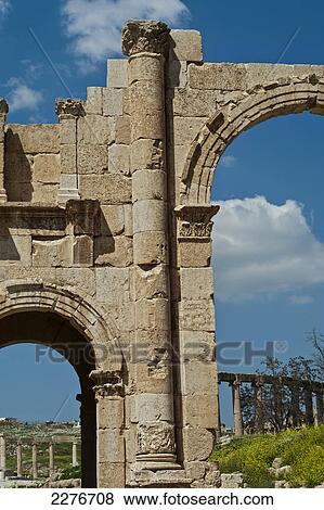 Stock Photo - The South Gate, the ancient Gerasa, Hashemite Kingdom of Jordan; Jerash, Jordan. Fotosearch