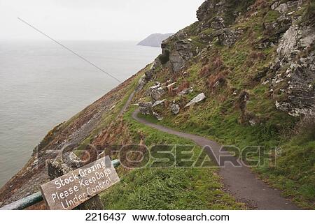 Stock Photo - The South West Coast Path Near Lynmouth, Exmoor, United Kingdom. Fotosearch
