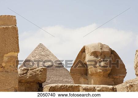 Stock Image - The Sphinx And Pyramid Of Khafre (Chephren), Giza, Al Jizah, Egypt. Fotosearch