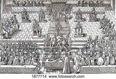 Picture - The States General At Orleans, France 1561. From The Book Short History Of The English People By J. R. Green, Published London 1893.. Fotosearch