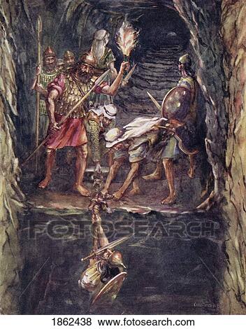 Stock Photo - The Storming Of Jerusalem Joabs Forlorn Hope In The Watershaft Illustration By Constance N Baikie From The Book The Ancient East And Its Story By James Baikie Published C. 1920. Fotosearch