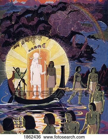 Stock Photograph - The Sun Gods Voyage Through The Underworld Illustration By Constance N Baikie From The Book The Ancient East And Its Story By James Baikie Published C. 1920. Fotosearch