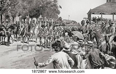 Stock Photo - The Surrender Of Kroonstadt During The Second Boer War. Troops Marching Past Lord Roberts And Staff. From The Book South Africa And The Transvaal War By Louis Creswicke, Published 1900.. Fotosearch