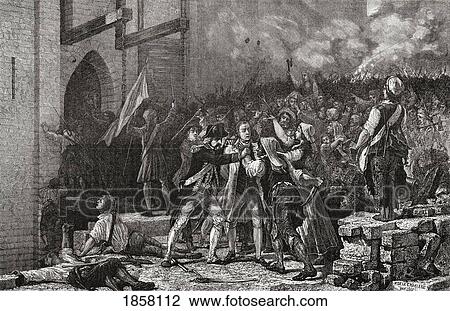 Stock Image - The Taking Of The Bastille, 14Th July 1789. Engraved By Pannemaker-Ligny After De La Charlerie. From Histoire De La Revolution Francaise By Louis Blanc.. Fotosearch