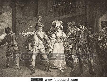 Stock Photograph - The Taming Of The Shrew. Act Iii. Scene Ii. Padua Before BaptistaÃƒâ€šÃ‚Â´S House. Petruchio, Katharina, Bianca, Baptista, Hortensio, Grumio And Train. From The Boydell Shakespeare Gallery Published Late 19Th Century. After A Painting By Francis Wheatley.. Fotosearch