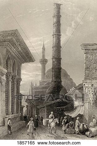 The Tchernberle Tash Or Burnt Pillar, Constantinople, Istanbul, Turkey. Engraved By J. Carter After W. H. Bartlett View Large Photo Image Stock Photography - The Tchernberle Tash Or Burnt Pillar, Constantinople, Istanbul, Turkey. Engraved By J. Carter After W. H. Bartlett. Fotosearch