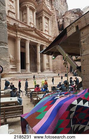 Stock Image - The Temple Or Treasury In Petra, Jordan, Middle East. Fotosearch