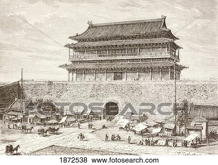 Stock Photo - The Tiananmen Gate In Pekin In The 1880's. From A 19Th Century Illustration.. Fotosearch