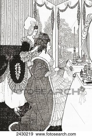 Stock Photo - The Toilet after Aubrey Beardsley. From Illustrierte Sittengeschichte vom Mittelalter bis zur Gegenwart by Eduard Fuchs, published 1909.. Fotosearch
