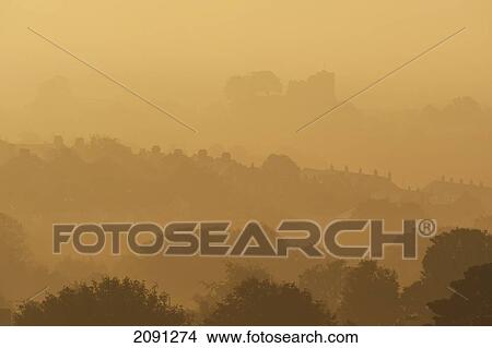 The Town And Castle Of Lewes Early On A Misty, Autumnal Morning, East Sussex, Uk View Large Photo Image Picture - The Town And Castle Of Lewes Early On A Misty, Autumnal Morning, East Sussex, Uk. Fotosearch