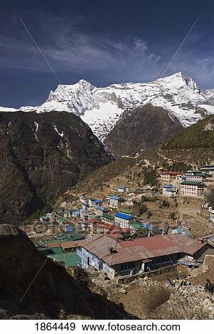 Stock Photo - The Town Of Namche Bazaar, Khumbu Region, Nepal. Fotosearch
