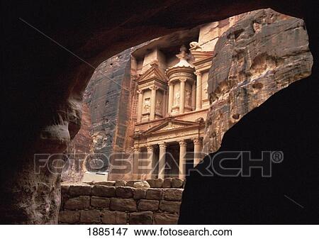 The Treasury At Petra As Seen Through Rocks View Large Photo Image Stock Photo - The Treasury At Petra As Seen Through Rocks. Fotosearch
