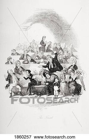 Stock Photo - The Trial. Illustration From The Charles Dickens Novel The Pickwick Papers By H. K. Browne Known As Phiz. Fotosearch