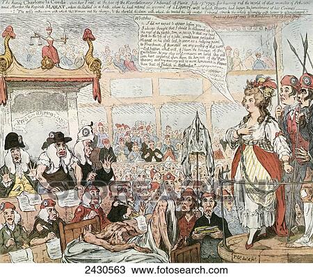 Stock Image - The trial of Charlotte Corday. Marie-Anne Charlotte de Corday d'Armont, 1768. Fotosearch
