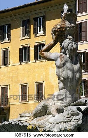 Stock Photography - The Tritone Fountain And Yellow Building. Fotosearch