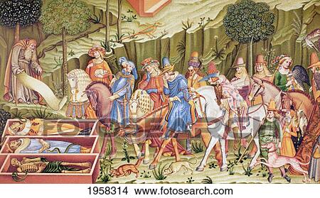 Picture - The Triumph Of Death, Fresco In The Campo-Santo, Pisa, Italy, Attributed To Francesco Traini. From Military And Religious Life In The Middle Ages By Paul Lacroix Published London Circa 1880.. Fotosearch