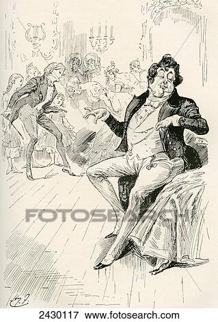 Stock Photo - The Turveydrops, Senior and Junior. Illustration by Harry Furniss for the Charles Dickens novel Bleak House, from The Testimonial Edition, published 1910.. Fotosearch