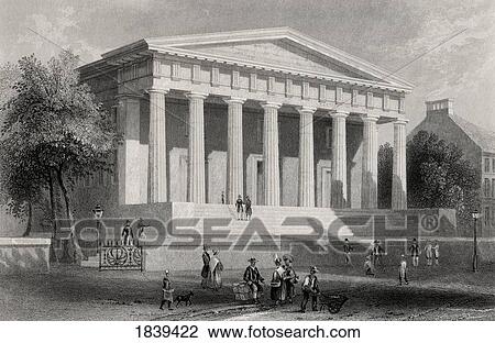 Stock Image - The United States Bank Philadelphia Usa From A 19Th Century Print Engraved By J Tingle After W H Bartlett. Fotosearch
