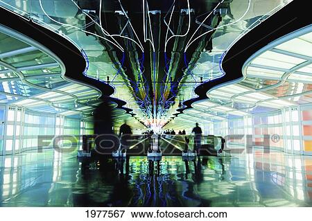Stock Photo - The United Terminal C Walkway At The Chicago O'hare Airport; Chicago Illinois United States Of America. Fotosearch